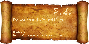 Popovits Lóránt névjegykártya